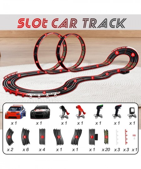 High-Speed Electric Powered Super Loop Speedway Slot Car Track Set Two Cars for Dual Racing with 4 Controllers Boys Toys for ...