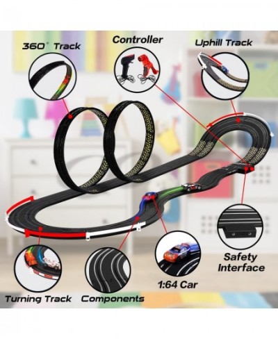 High-Speed Electric Powered Super Loop Speedway Slot Car Track Set Two Cars for Dual Racing with 4 Controllers Boys Toys for ...