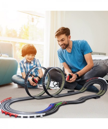 High-Speed Electric Powered Super Loop Speedway Slot Car Track Set Two Cars for Dual Racing with 4 Controllers Boys Toys for ...