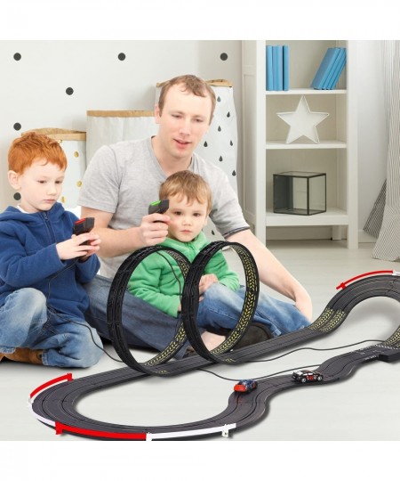 High-Speed Electric Powered Super Loop Speedway Slot Car Track Set Two Cars for Dual Racing with 4 Controllers Boys Toys for ...