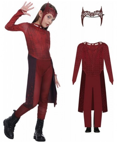 Witch Costume Maximoff Cosplay Jumpsuit Bodysuit with Headdress Halloween Outfits for Kids Girls $38.57 - Kids' Costumes