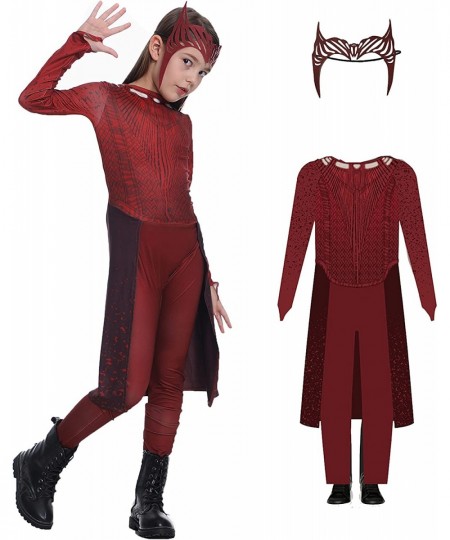 Witch Costume Maximoff Cosplay Jumpsuit Bodysuit with Headdress Halloween Outfits for Kids Girls $38.57 - Kids' Costumes