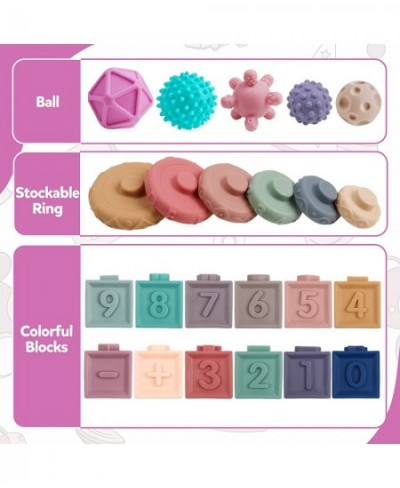 Baby Blocks Soft Building Blocks Montessori Toys for Infant 6-12 Months Baby Sorting and Stacking Sensory Teethers Toys Educa...