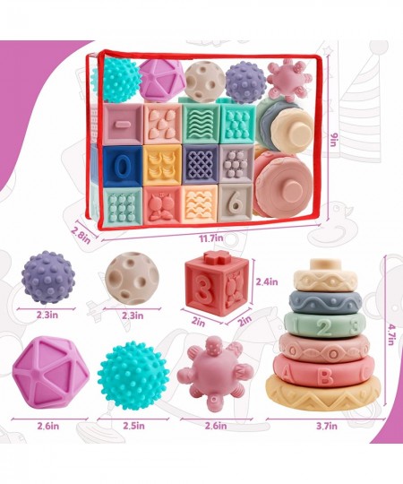 Baby Blocks Soft Building Blocks Montessori Toys for Infant 6-12 Months Baby Sorting and Stacking Sensory Teethers Toys Educa...