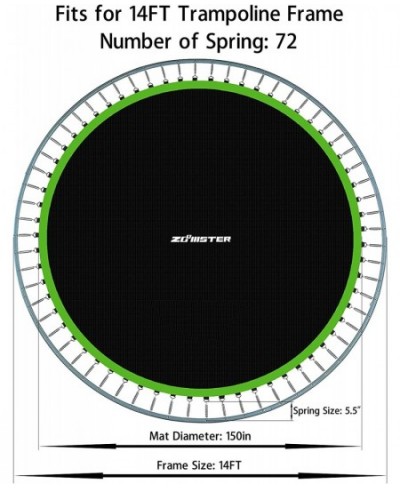 Replacement Jumping Mat Fits 14 ft Round Trampoline Frame with 72 V-Hooks Using 5.5" Springs 150" Premium Trampoline Mat ( Ex...