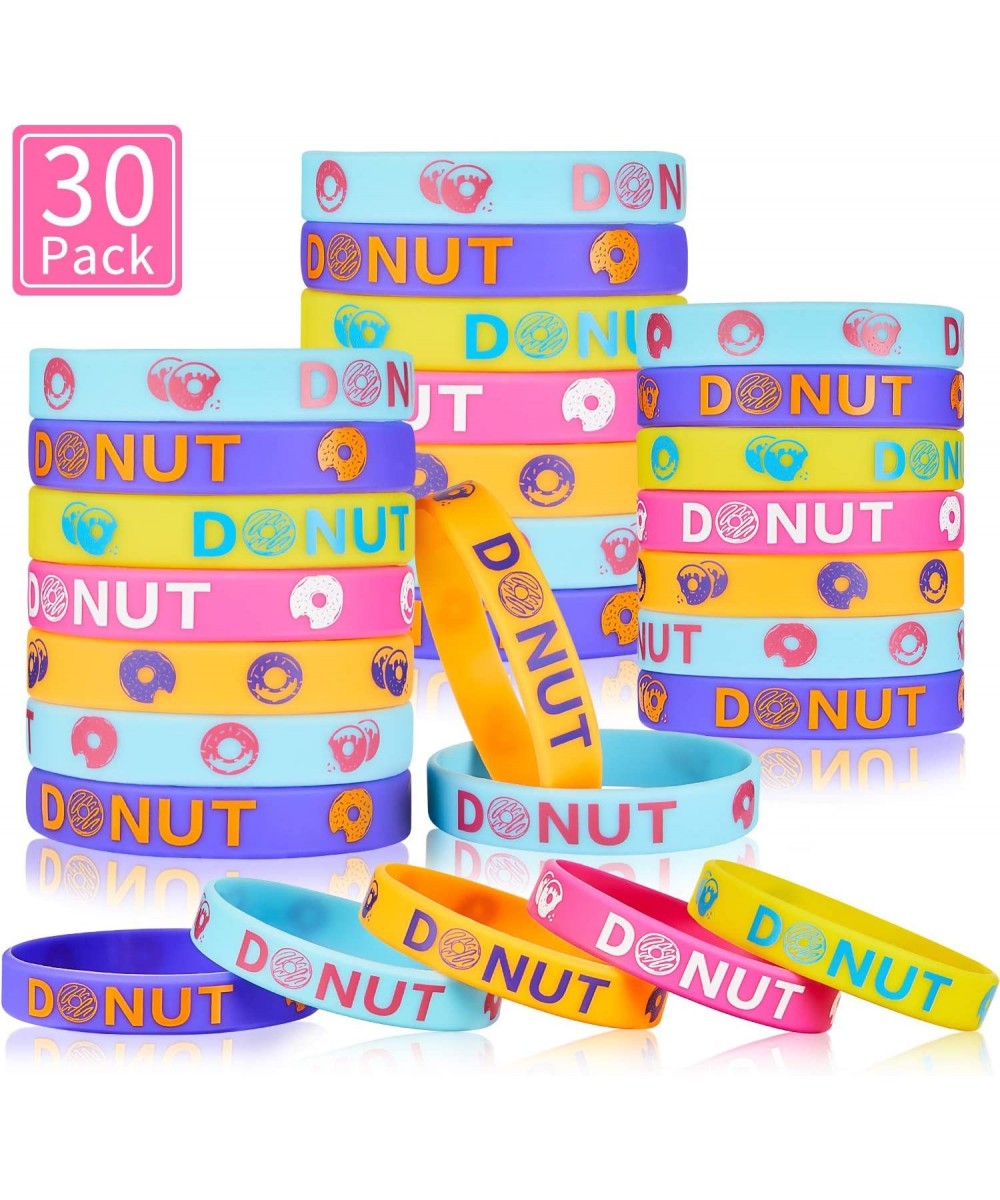 30 Pieces Donuts Silicone Wristbands Bracelets Donut Party Bracelets for Sweet Donuts Theme Party Birthday Decoration Party F...