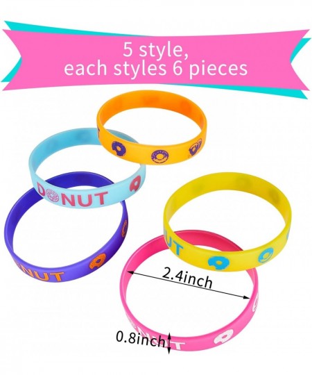 30 Pieces Donuts Silicone Wristbands Bracelets Donut Party Bracelets for Sweet Donuts Theme Party Birthday Decoration Party F...