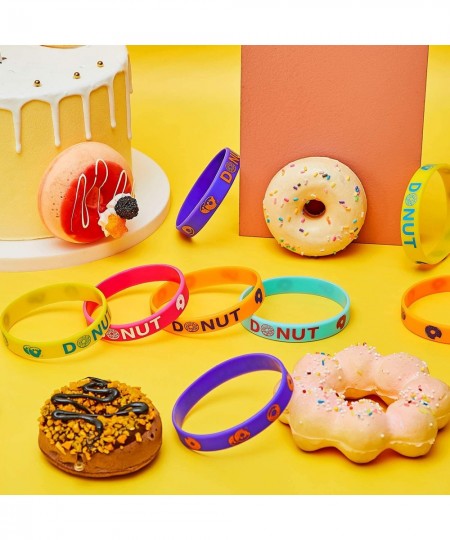 30 Pieces Donuts Silicone Wristbands Bracelets Donut Party Bracelets for Sweet Donuts Theme Party Birthday Decoration Party F...