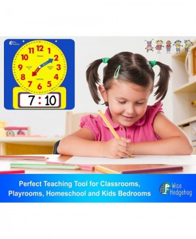 Write & Wipe Teaching Demonstration Clock Large Kids Telling Time Learning Clock for Analog and Digital Time Labelled Minute ...