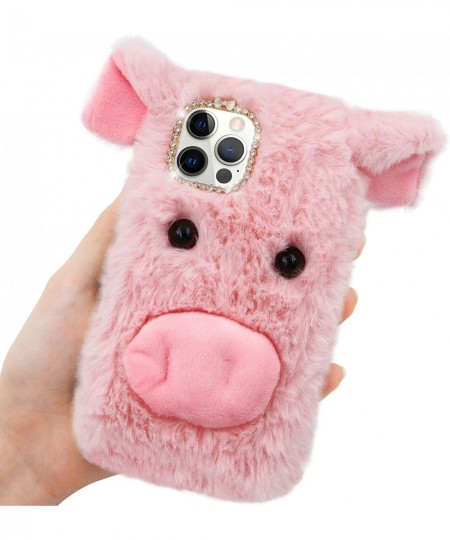 Pig Case for OnePlus 8 Cute Plush 3D Cartoon Piggy Funny Shell Fluffy Soft Fake Fur Warm Furry Shockproof Protective Cover wi...