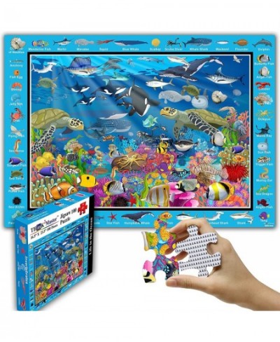 Colorful Ocean Life 100 Pieces Jigsaw Puzzle Fun Educational Toy for Kids School & Families. Great Gift for Boys & Girls Ages...