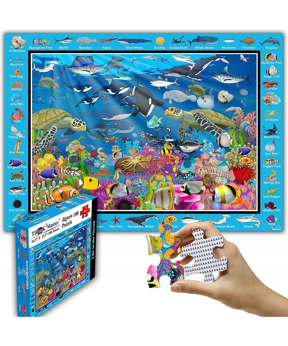 Colorful Ocean Life 100 Pieces Jigsaw Puzzle Fun Educational Toy for Kids School & Families. Great Gift for Boys & Girls Ages...