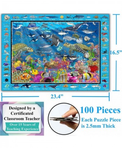 Colorful Ocean Life 100 Pieces Jigsaw Puzzle Fun Educational Toy for Kids School & Families. Great Gift for Boys & Girls Ages...