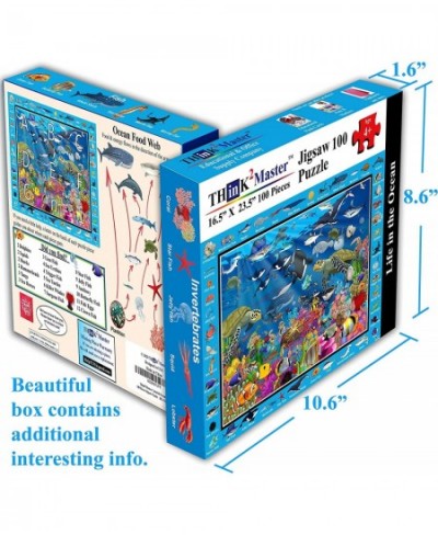 Colorful Ocean Life 100 Pieces Jigsaw Puzzle Fun Educational Toy for Kids School & Families. Great Gift for Boys & Girls Ages...