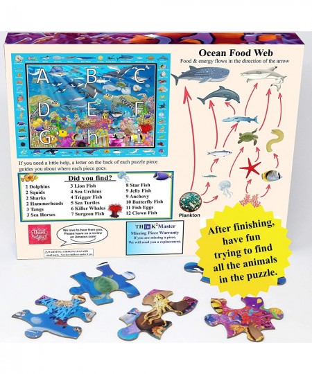 Colorful Ocean Life 100 Pieces Jigsaw Puzzle Fun Educational Toy for Kids School & Families. Great Gift for Boys & Girls Ages...