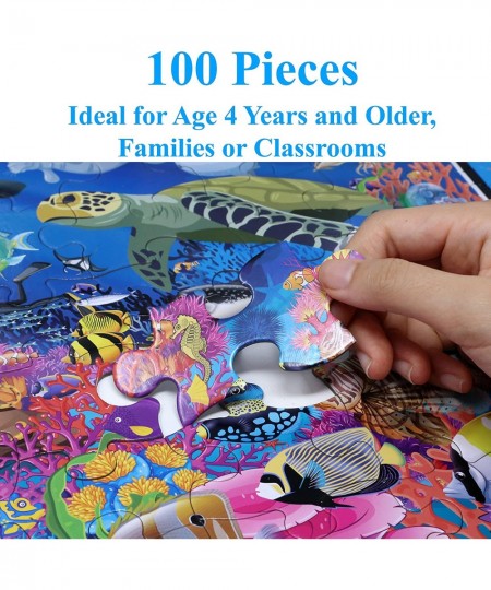 Colorful Ocean Life 100 Pieces Jigsaw Puzzle Fun Educational Toy for Kids School & Families. Great Gift for Boys & Girls Ages...