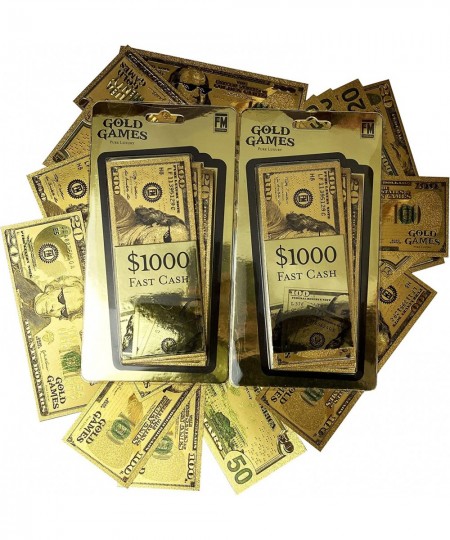 Gold Games Gold Cash Fake Money 1000 Dollars of Various Waterproof Gold Bills with Different Faces Games Entertainment $14.96...