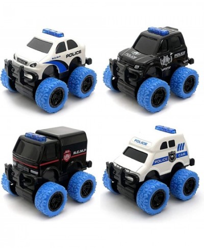 Pull Back Die-cast Alloy City Police Car Vehicles Playset Monster Truck Friction Powered Toy Cars 4 Pack Toys for 3+ Years Ol...