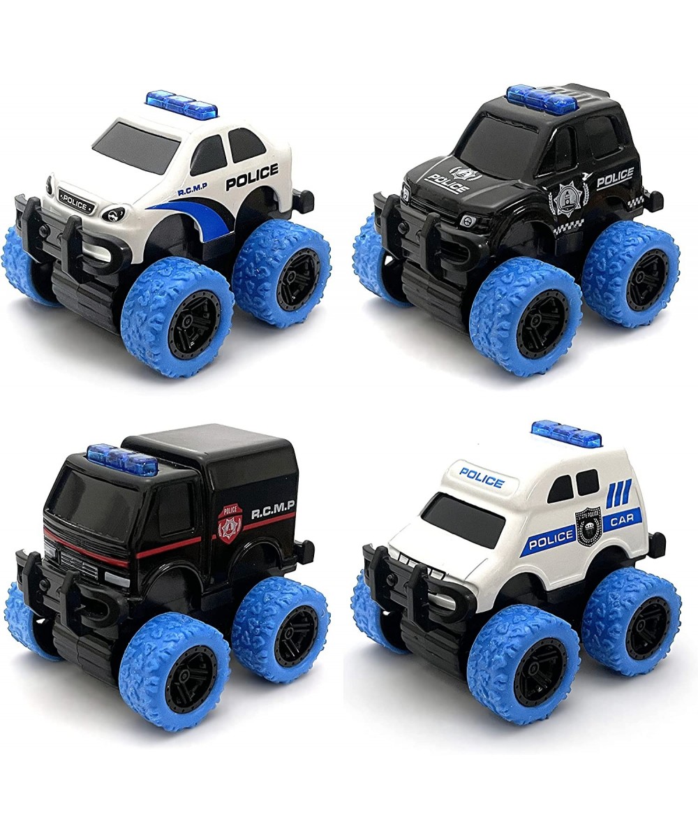 Pull Back Die-cast Alloy City Police Car Vehicles Playset Monster Truck Friction Powered Toy Cars 4 Pack Toys for 3+ Years Ol...