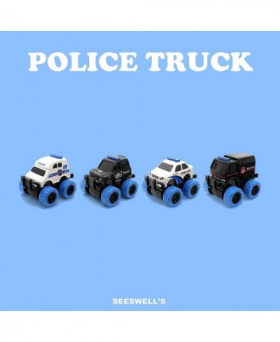 Pull Back Die-cast Alloy City Police Car Vehicles Playset Monster Truck Friction Powered Toy Cars 4 Pack Toys for 3+ Years Ol...