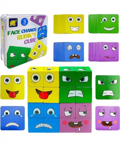 Expressions Matching Block Wooden Puzzles Face-Changing Magic Cube Educational Montessori Toys Matching Block Puzzles ​Parent...