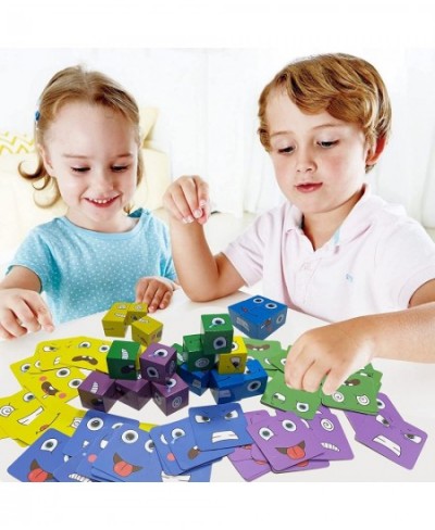 Expressions Matching Block Wooden Puzzles Face-Changing Magic Cube Educational Montessori Toys Matching Block Puzzles ​Parent...