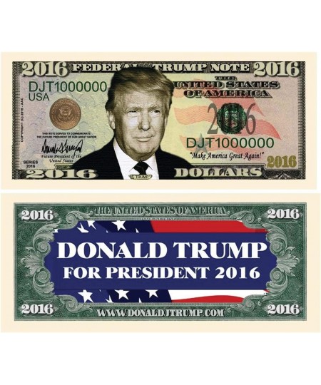 Pack of 10 - Donald Trump 2016 Presidential Dollar Bill $17.25 - Gags & Practical Joke Toys