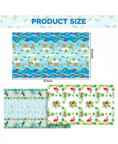 3 Pieces Summer Beach Tablecloths Pool Party Luau Hawaiian Decorations Plastic Tablecloth Rectangle Tables Birthday Party Sup...