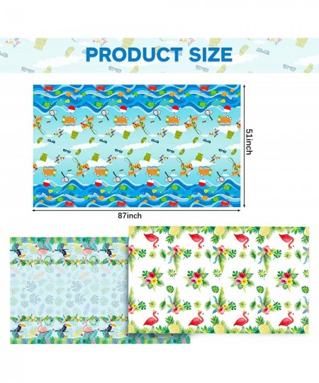 3 Pieces Summer Beach Tablecloths Pool Party Luau Hawaiian Decorations Plastic Tablecloth Rectangle Tables Birthday Party Sup...