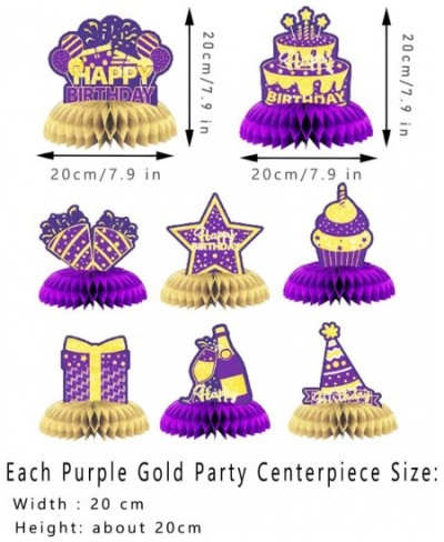 8PCS Purple Gold Birthday Table Centerpieces Decorations fot Tables Decorations Purple Gold Birthday Honeycomb Ball Centerpie...