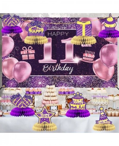 8PCS Purple Gold Birthday Table Centerpieces Decorations fot Tables Decorations Purple Gold Birthday Honeycomb Ball Centerpie...