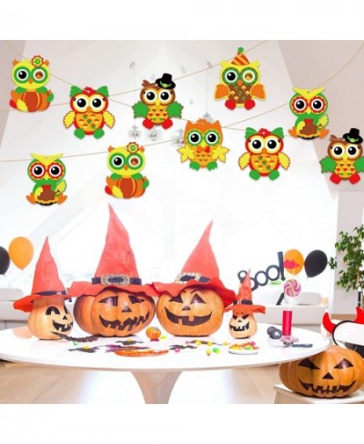 30 Packs Thanksgiving Owl Craft Kits DIY Art Craft for Kids with Fall Autumn Leaves Pumpkins Stickers Make Your Own Owl Set f...