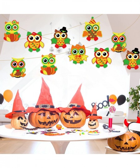 30 Packs Thanksgiving Owl Craft Kits DIY Art Craft for Kids with Fall Autumn Leaves Pumpkins Stickers Make Your Own Owl Set f...