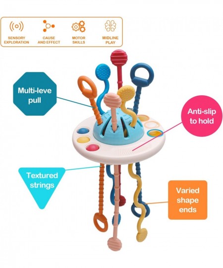 Sensory Toys for Babies Fine Motor Skills Development Montessori Toy for Baby 12-18 Months Silicone Pull String Interactive T...