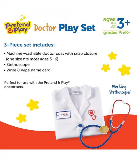 Doctor Play Set - 3 Pieces Ages 3+ Doctor Kit for Kids Pretend Play Doctor Dress Up for Kids Doctor Costume for Kids Preschoo...