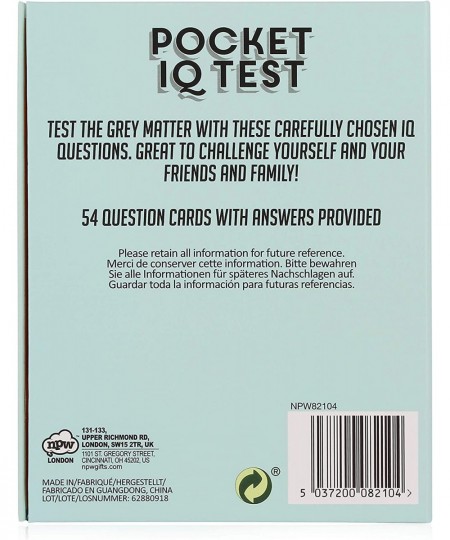 Pocket Kit IQ Test $16.57 - Travel Games