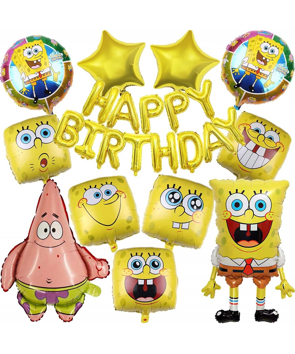 Sponge Theme Party Supplies Cartoon Birthday Party Decoration include Happy Birthday Balloons and Foil Balloons Cute Party De...