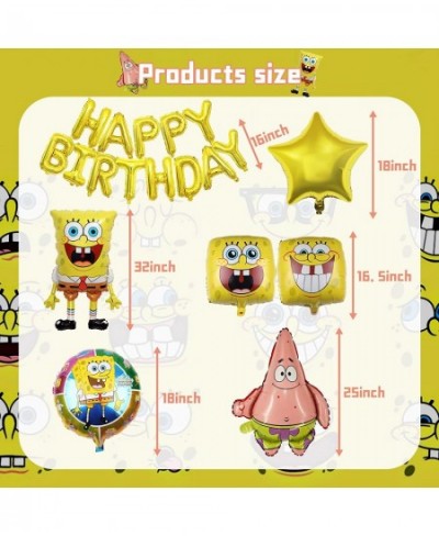 Sponge Theme Party Supplies Cartoon Birthday Party Decoration include Happy Birthday Balloons and Foil Balloons Cute Party De...