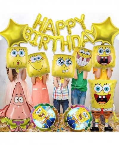 Sponge Theme Party Supplies Cartoon Birthday Party Decoration include Happy Birthday Balloons and Foil Balloons Cute Party De...