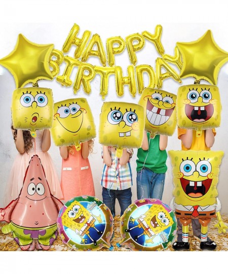 Sponge Theme Party Supplies Cartoon Birthday Party Decoration include Happy Birthday Balloons and Foil Balloons Cute Party De...