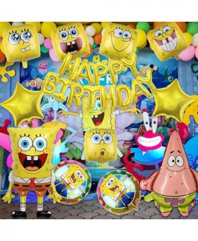 Sponge Theme Party Supplies Cartoon Birthday Party Decoration include Happy Birthday Balloons and Foil Balloons Cute Party De...