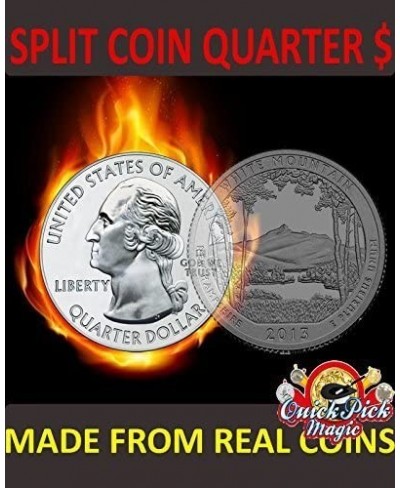 Magic Quarter Dollar Split Coin / US 25 Cent Split Coin Magic / Coin Thru Bag / Clone Coin $44.37 - Magic Kits & Accessories