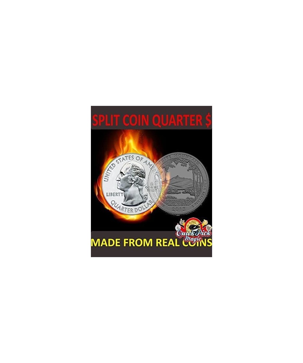 Magic Quarter Dollar Split Coin / US 25 Cent Split Coin Magic / Coin Thru Bag / Clone Coin $44.37 - Magic Kits & Accessories