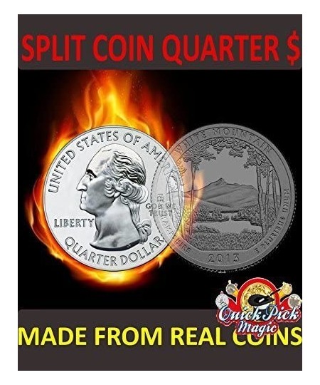 Magic Quarter Dollar Split Coin / US 25 Cent Split Coin Magic / Coin Thru Bag / Clone Coin $44.37 - Magic Kits & Accessories