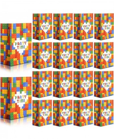 24 Pieces Building Blocks Party Favor Bags Bricks Party Gift Bags Goodie Candy Bags Bricks Theme Treat Bags for Kids Boys Bir...