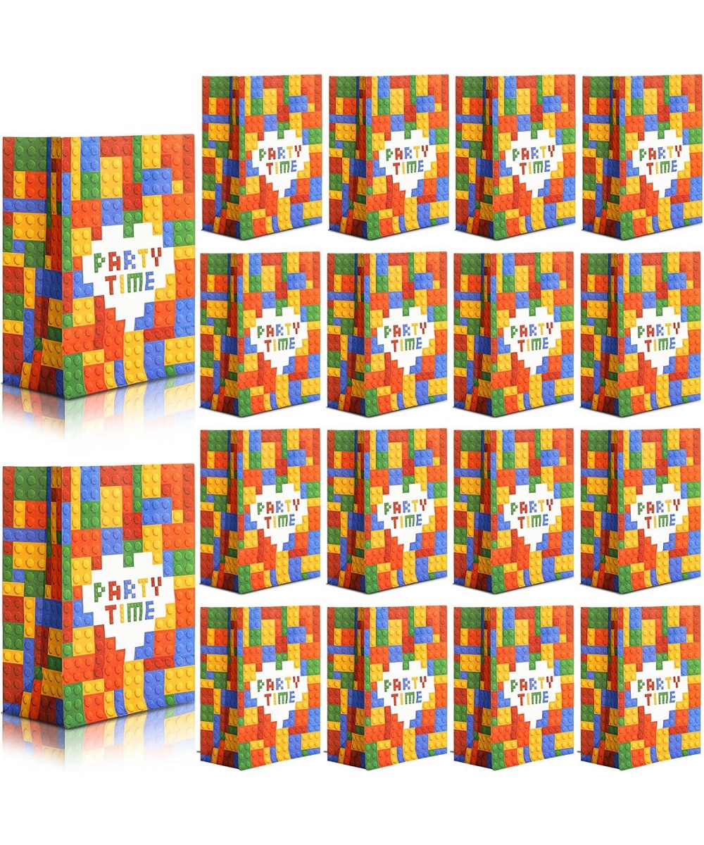 24 Pieces Building Blocks Party Favor Bags Bricks Party Gift Bags Goodie Candy Bags Bricks Theme Treat Bags for Kids Boys Bir...