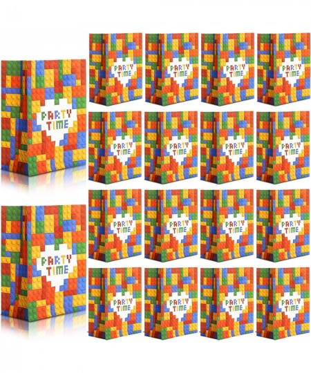 24 Pieces Building Blocks Party Favor Bags Bricks Party Gift Bags Goodie Candy Bags Bricks Theme Treat Bags for Kids Boys Bir...