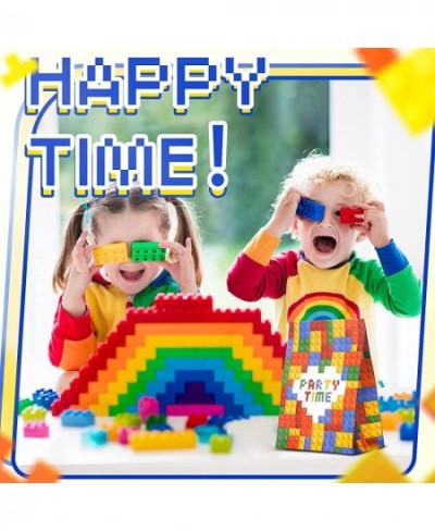 24 Pieces Building Blocks Party Favor Bags Bricks Party Gift Bags Goodie Candy Bags Bricks Theme Treat Bags for Kids Boys Bir...