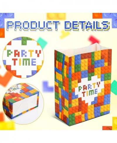 24 Pieces Building Blocks Party Favor Bags Bricks Party Gift Bags Goodie Candy Bags Bricks Theme Treat Bags for Kids Boys Bir...