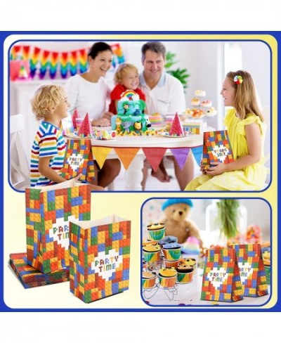 24 Pieces Building Blocks Party Favor Bags Bricks Party Gift Bags Goodie Candy Bags Bricks Theme Treat Bags for Kids Boys Bir...